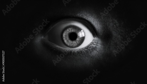 A pair of large eyes peering out from the darkness