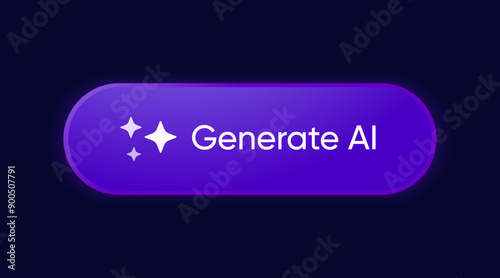 Generate AI button symbol. Artificial intelligence sign button. Machine learning generator and generate text and image press button prompt. Magic stars symbol. Chat brain assistant