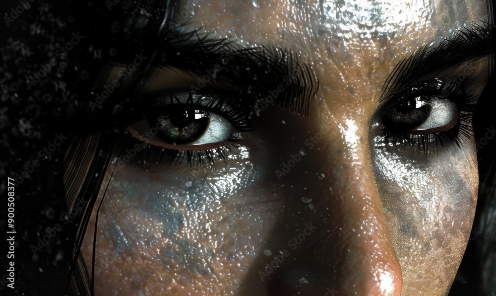 Intense close-up photo of expressive eyes with textured skin Intense close-up photo of expressive eyes with textured skin