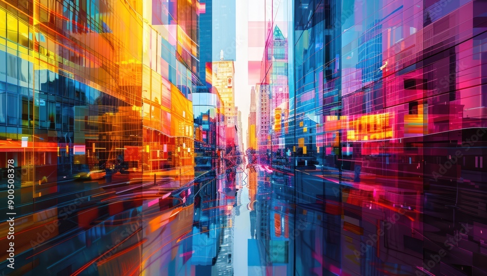 Abstract Cityscape with Vibrant Colors