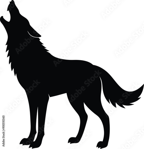 Wolf howling silhouette vector illustration