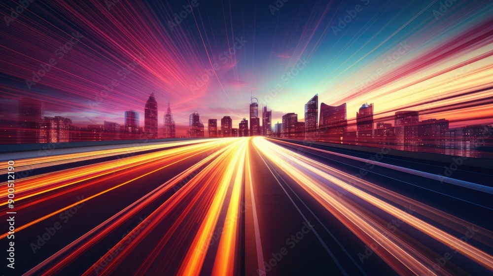 Fototapeta premium Gradient light trails with a sense of speed