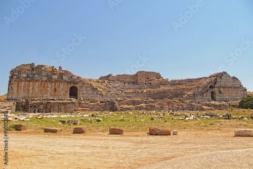 ancient ruins of the ancient Roman theater in Miletus, Turkey photo