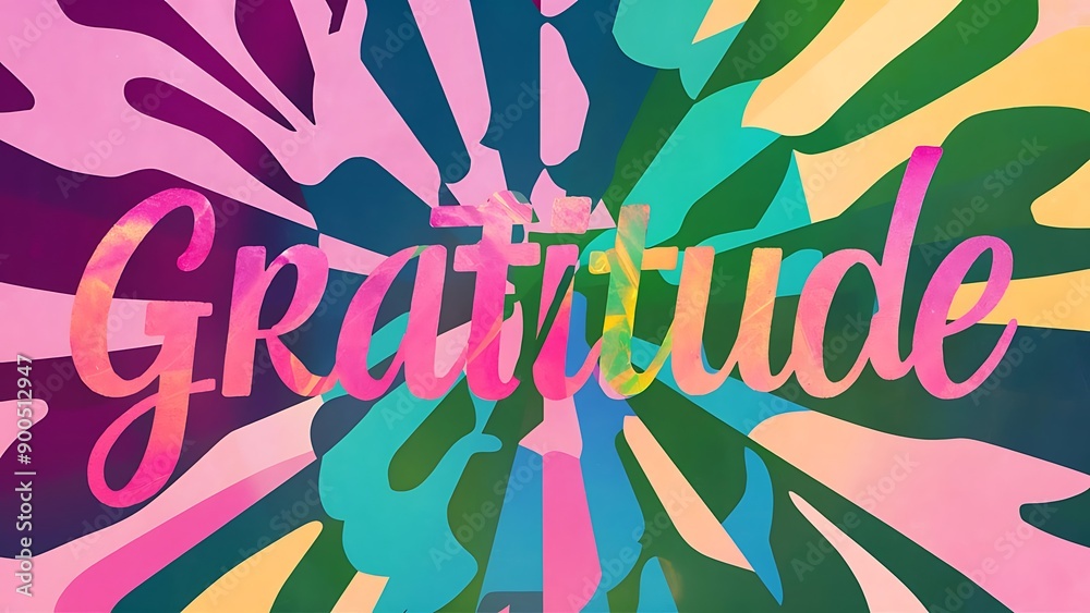 Fototapeta premium gratitude changes everything colorful background (T-shirt Design Motivational Quote, Illustration ,Typography)