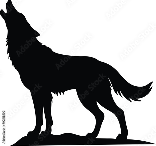 Wolf howling silhouette vector illustration