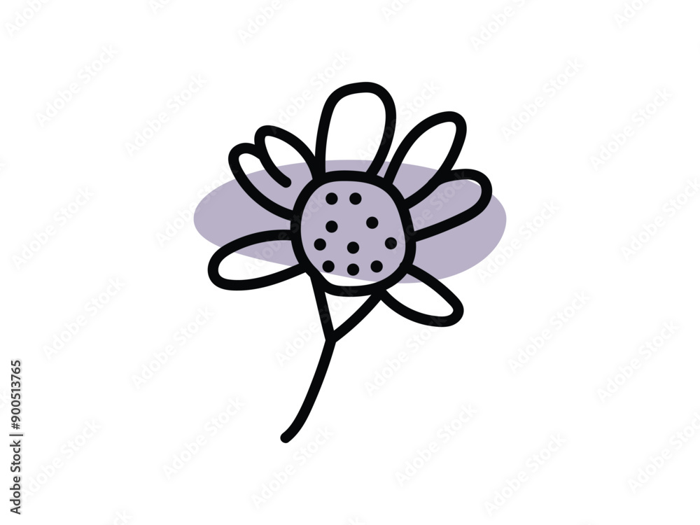 Hand-drawn flat design with a simple flower outline Hand-drawn flat design with a simple flower outline