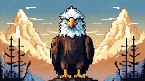 Illustration of a picture themed like a video game in the past