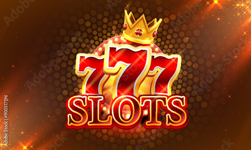 Big win slots 777 banner casino on the red background. Vector illustration