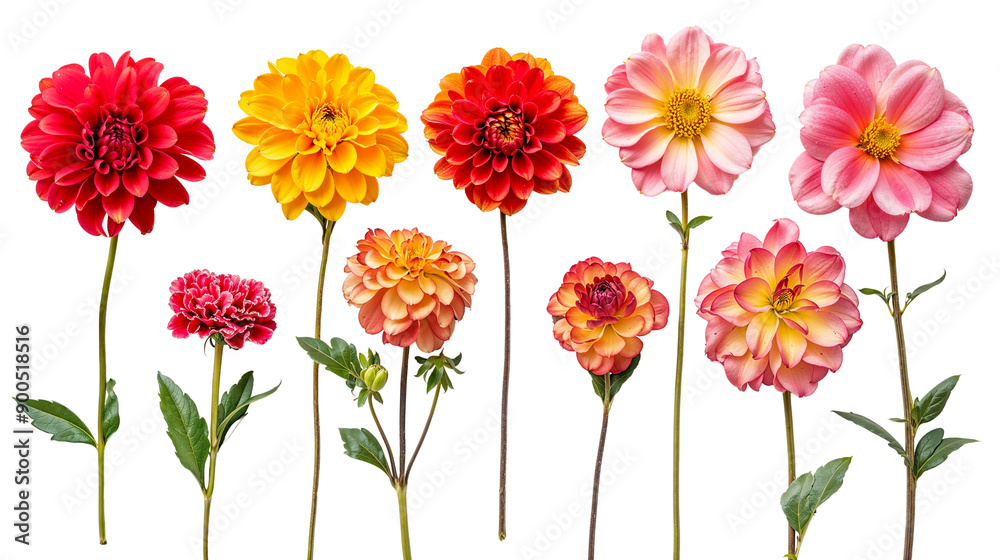 Fototapeta premium Dahlia Dreamscape: A vibrant bouquet of dahlias in full bloom, showcasing a kaleidoscope of colors. 