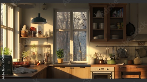 Morning Light in Kitchen: A Calm Start to the Workday photo