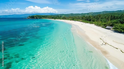 Discover the pristine beauty of Saud Beach in Pagudpud, Philippines, with this captivating photograph. Known for its powdery white sand and crystal-clear turquoise waters. 