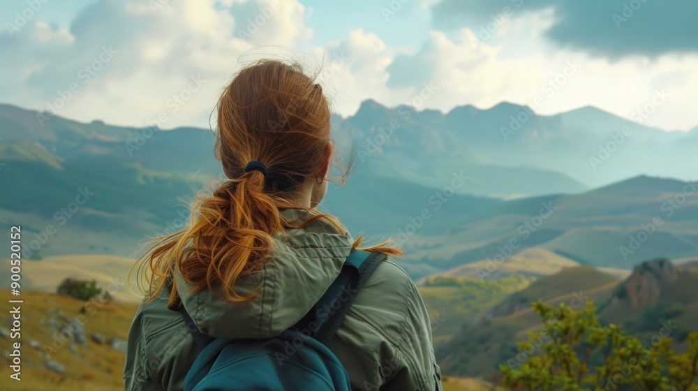 Woman Hiking in the Mountains Woman Hiking in the Mountains