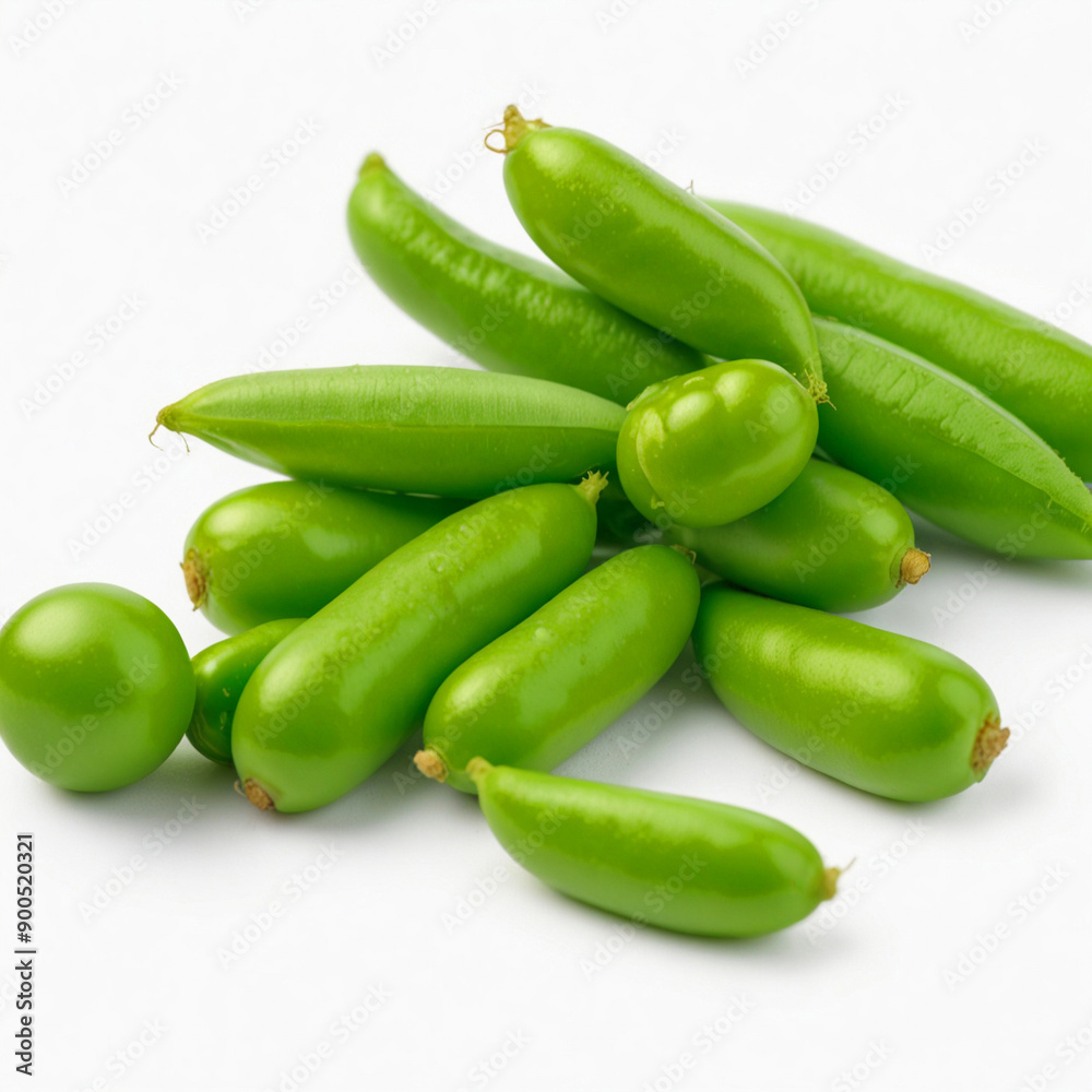 Green pea vegetable bean, isolated on white background Green pea vegetable bean, isolated on white background