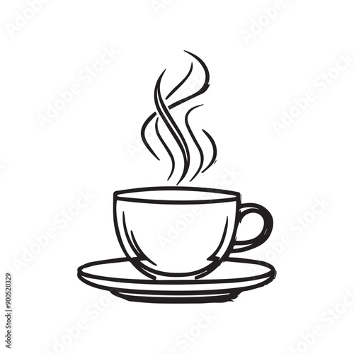  a minimalist line art illustration of a coffee cup 