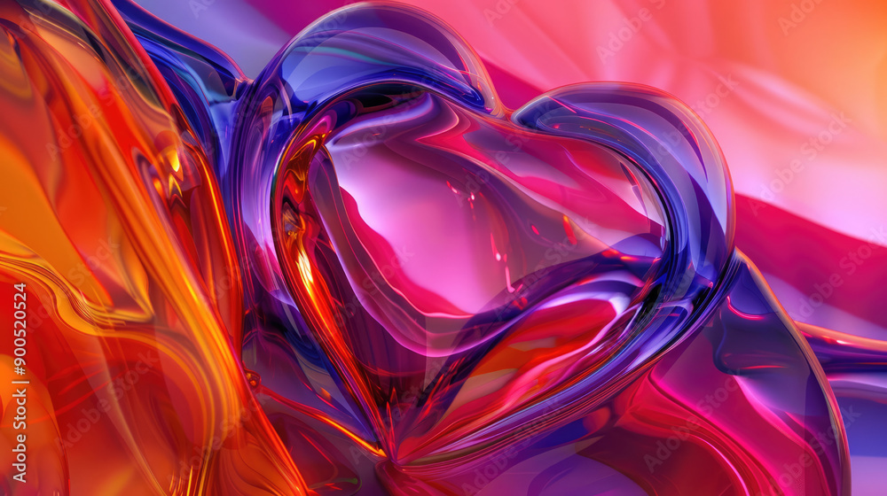 Fototapeta premium Love and Unity. Bright colored heart on a vibrant background. Happy mood