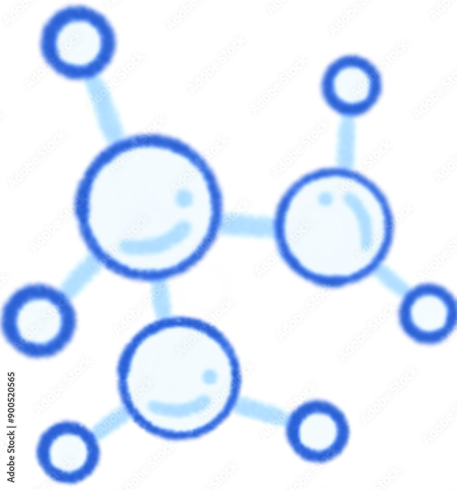 An illustrated diagram featuring icons representing the formulas of chemical elements and molecules An illustrated diagram featuring icons representing the formulas of chemical elements and molecules