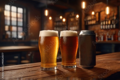 Craft Beer Selection in a Rustic Bar photo