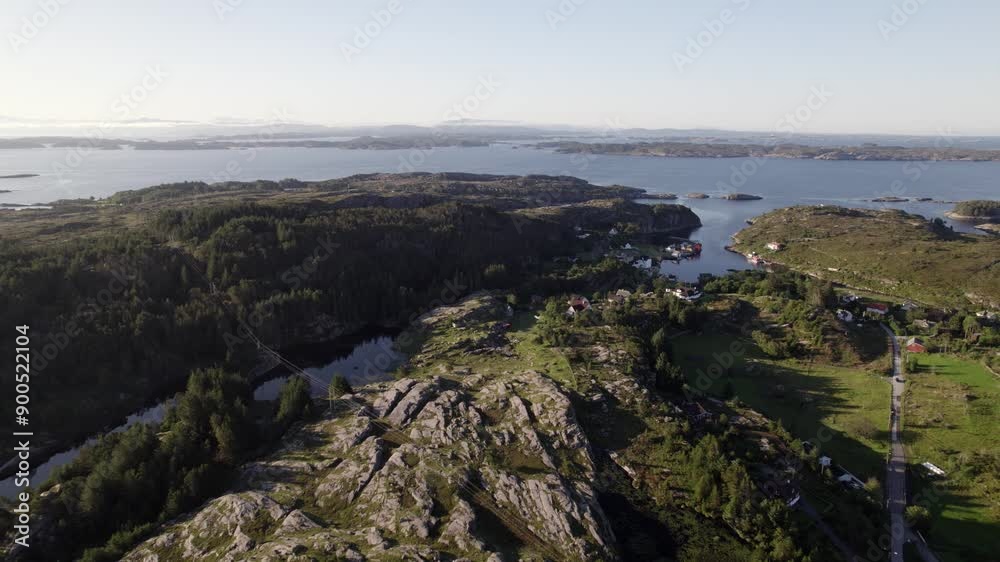 Norwegian inlet with sunshine. drone video Norwegian inlet with sunshine. drone video