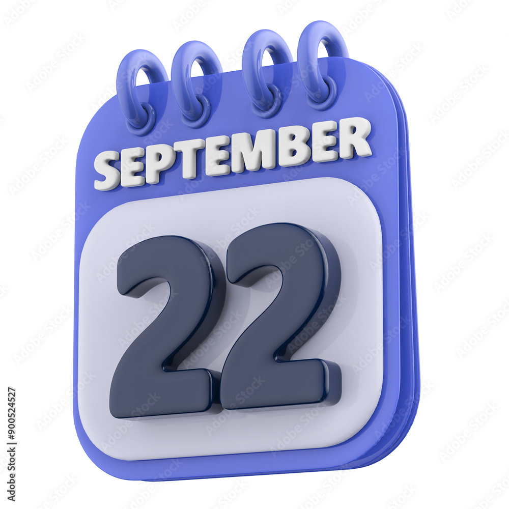 22nd September Calendar Icon 3D Render 22nd September Calendar Icon 3D Render