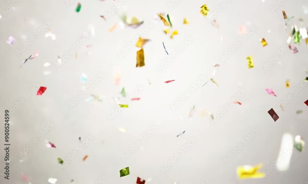 A Rain of Celebration: Colorful confetti explodes against a clean white backdrop, capturing the joyous spirit of a festive occasion. 