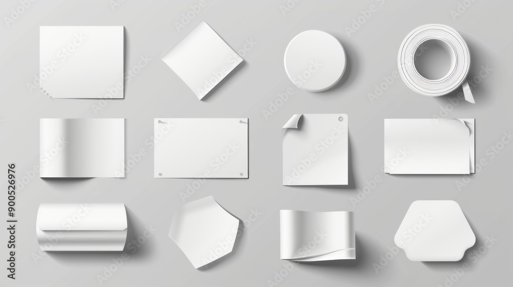 Paper stickers. White label. Peel off and fold tag. Circle and rectangle icons. Office stationery. Round and square badges with curled edges. Notepaper Paper stickers. White label. Peel off and fold tag. Circle and rectangle icons. Office stationery. Round and square badges with curled edges. Notepaper