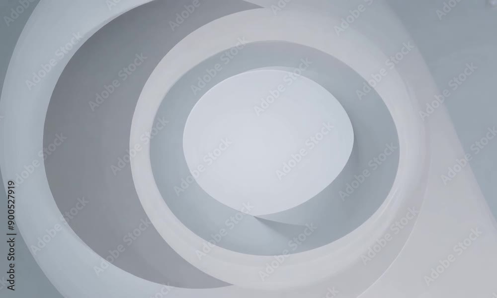 Abstract Circular Architecture: A minimalist, monochromatic photograph featuring a mesmerizing spiral of circular forms, creating a sense of depth and perspective.  This image evokes a feeling of mode