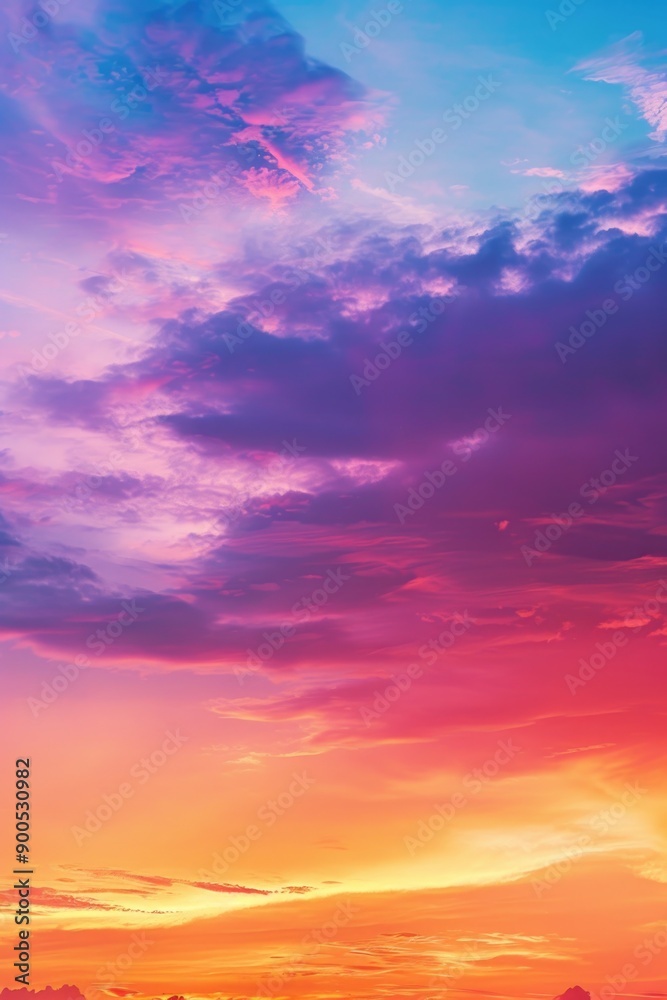 Obraz premium A colorful sky with clouds above a calm body of water, perfect for use as a background or in travel and leisure contexts