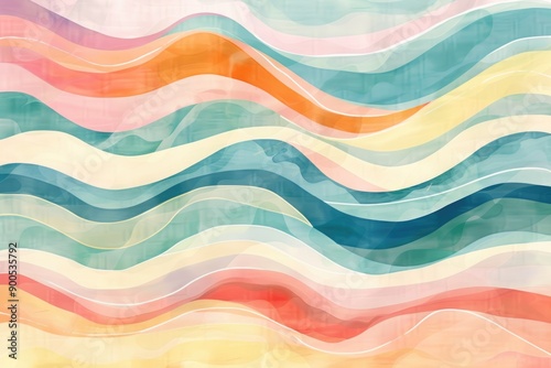 Watercolor design featuring a wavy pattern, perfect for use in designs and projects where a calming ocean theme is desired