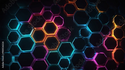 Abstract background hexagon pattern with glowing light