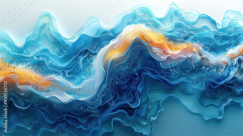 A wave with blue and orange colors. The blue and orange colors create a sense of movement and energy, while the wave itself conveys a feeling of power and strength