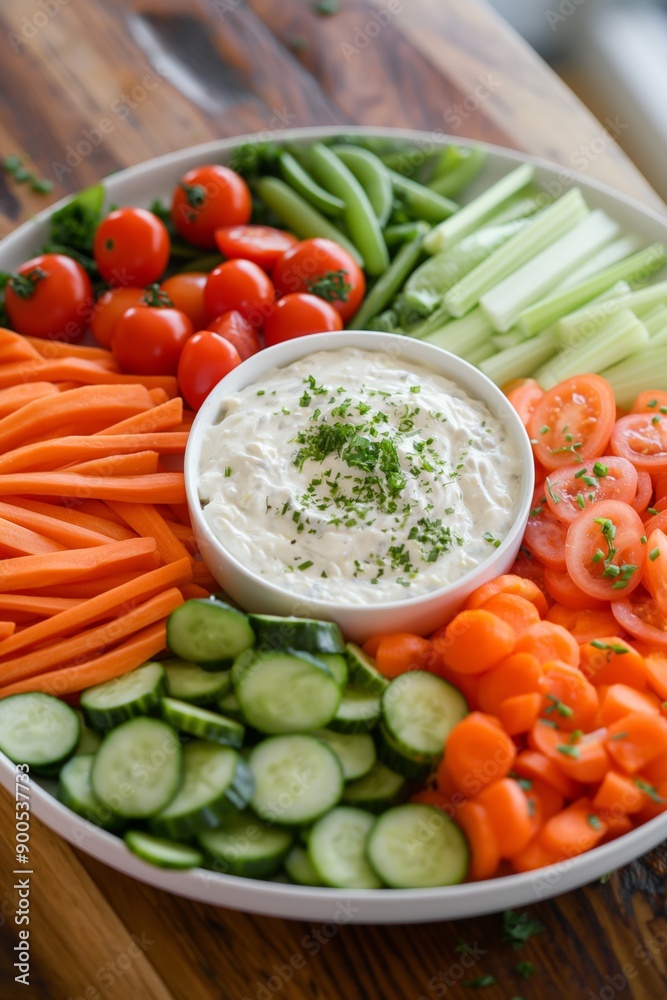 A white bowl filled with a variety of vegetables including carrots, cucumbers, and tomatoes. The bowl is placed on a wooden table A white bowl filled with a variety of vegetables including carrots, cucumbers, and tomatoes. The bowl is placed on a wooden table