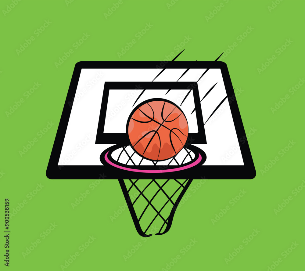 Basketball scoring points going through net hoop icon Basketball scoring points going through net hoop icon