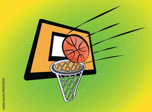 Basketball scoring points going through net hoop icon