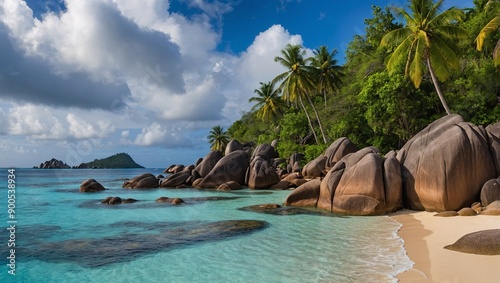 Stunning Seychelles beach panorama