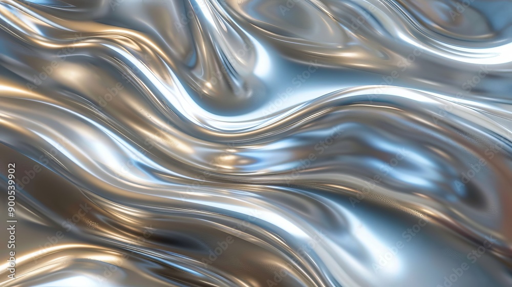 Abstract, liquid metal texture with smooth, flowing patterns and shiny surfaces Abstract, liquid metal texture with smooth, flowing patterns and shiny surfaces