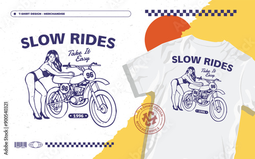 Sexy girl bikini motorcycle illustration vector design