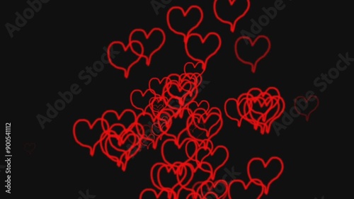 Friendship day, Valentine Days Red Heart Stroke Motion Graphic. 3d Heart flying love loop Animation video with alpha channel.