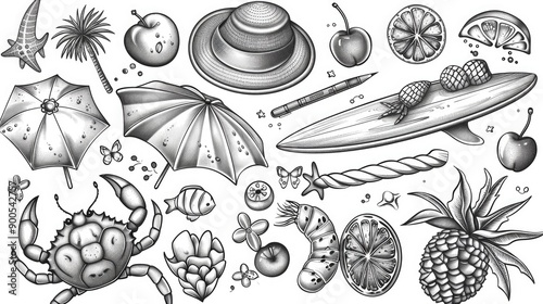 A collection of different objects arranged in a collage style