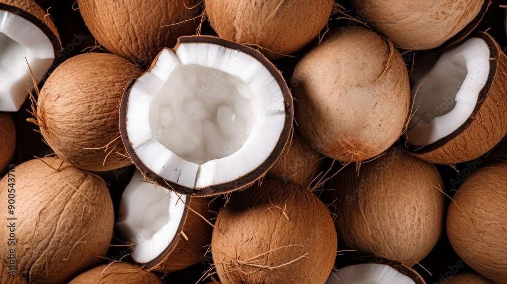 Lots of coconuts background. ai generated art image Lots of coconuts background. ai generated art image