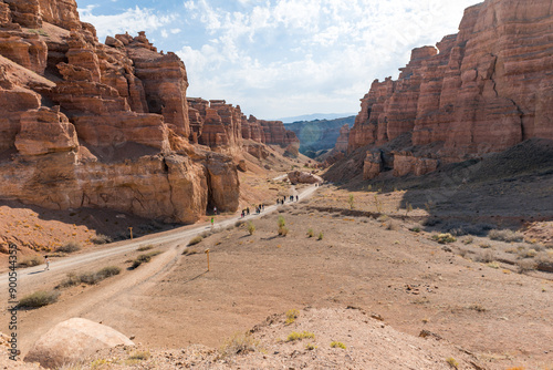 Charyn Canyon in Kazakhstan. A sunny day, rocks and a dried-up riverbed