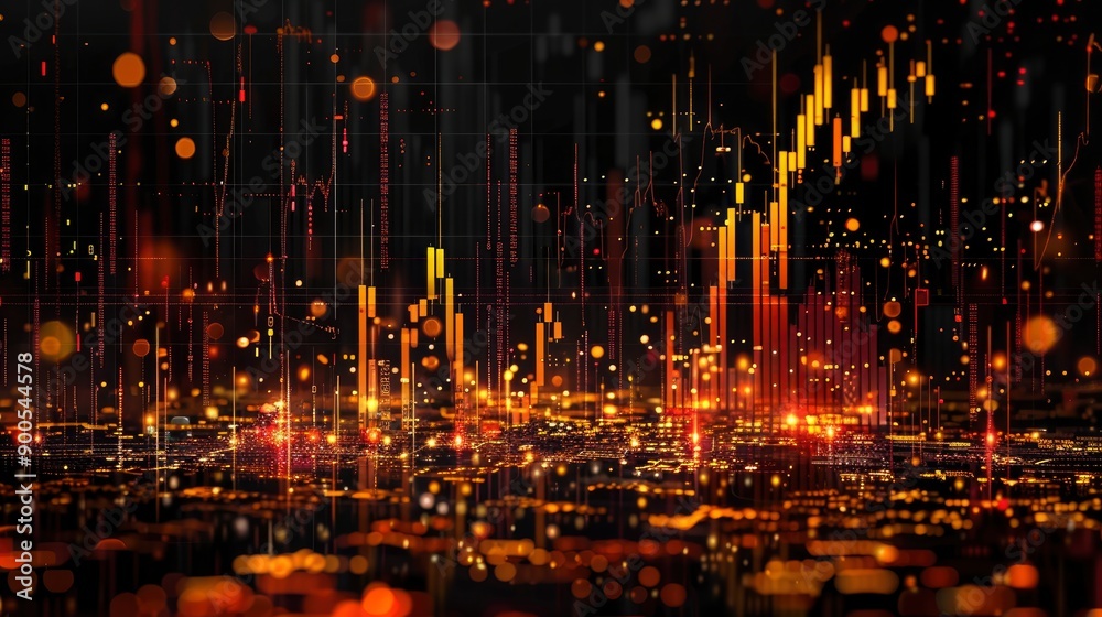 Abstract Cityscape with Financial Data Abstract Cityscape with Financial Data
