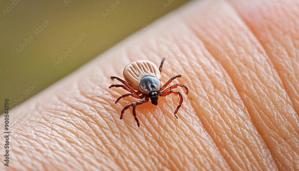 Close up of a Tick on Human Skin Close up of a Tick on Human Skin