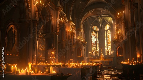 Close up of candles in a church. 