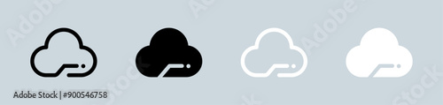 Cloud computing icon set in black and white. Server signs vector illustration.