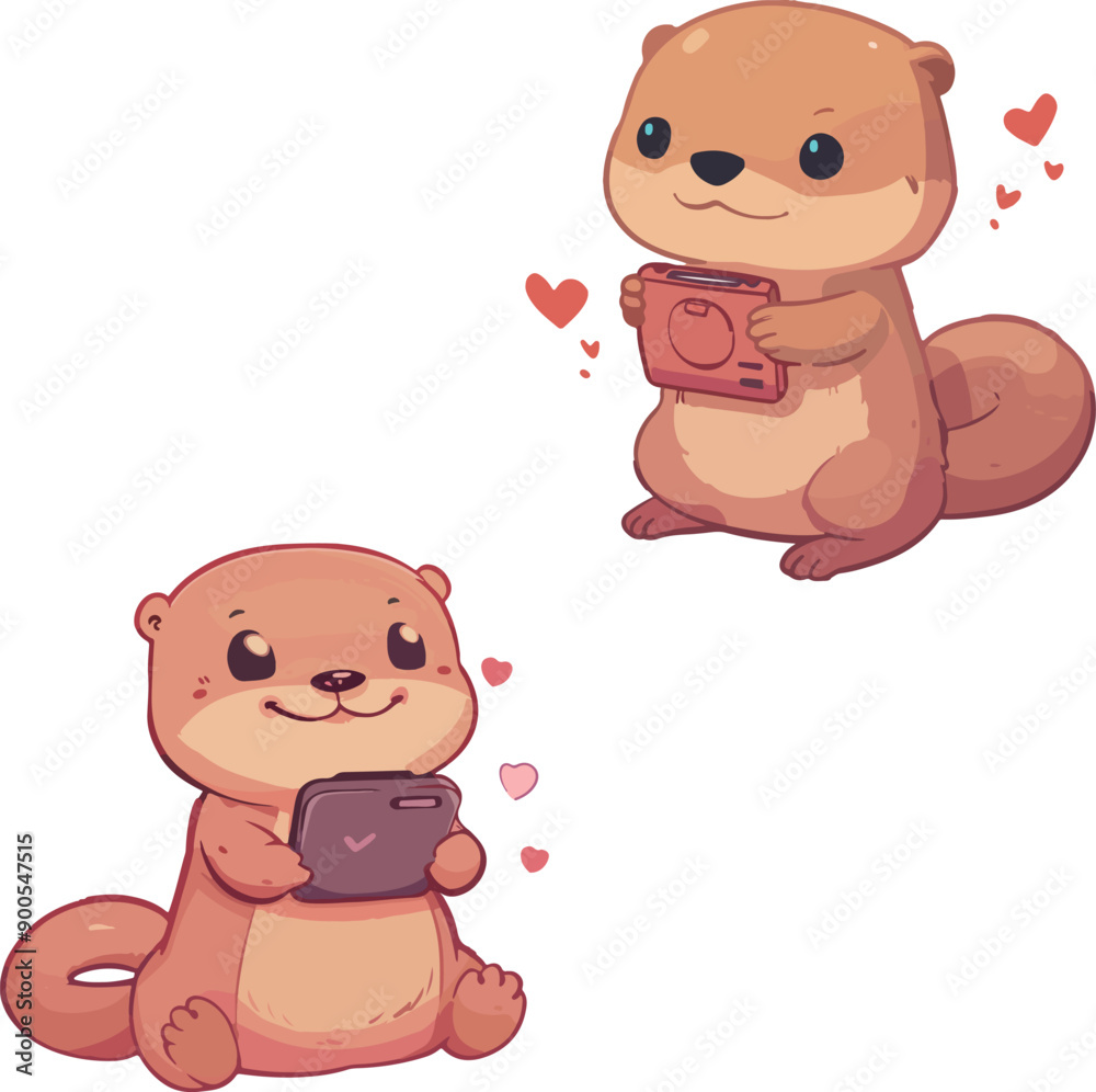 Cute Otters with Cameras Cute Otters with Cameras