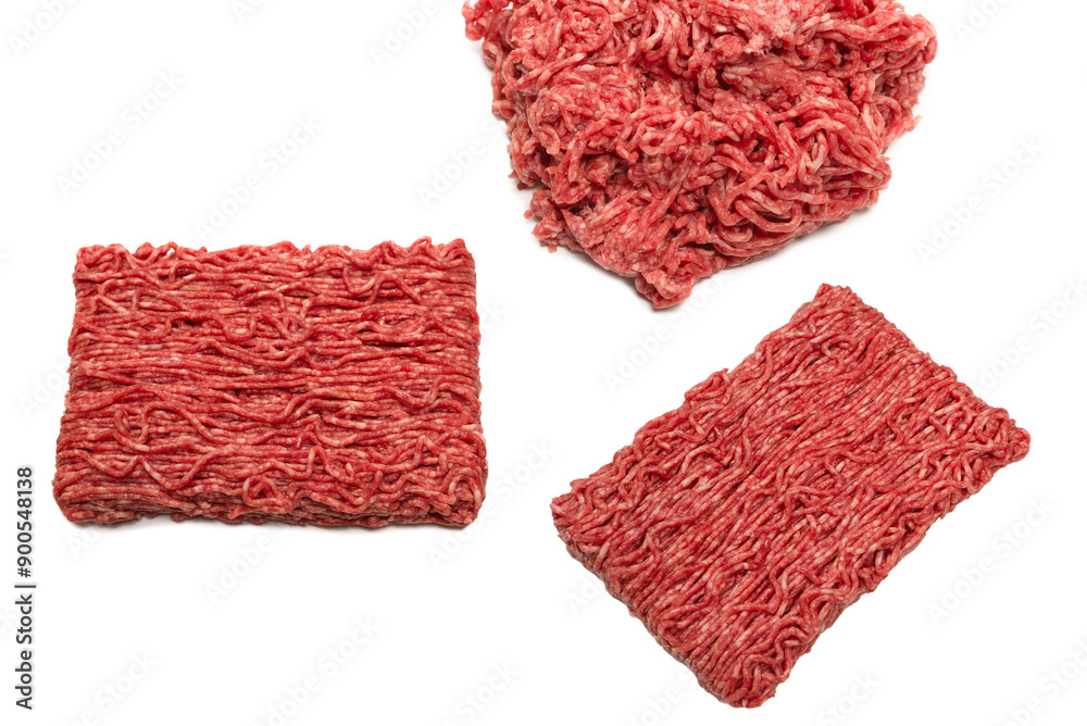 Fototapeta premium Chopped meat background. Top view.