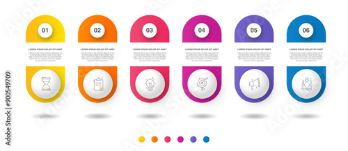 Circle vector infographic template with 6 steps and options for annual reports, presentations, advertising, chart. Modern business illustration.