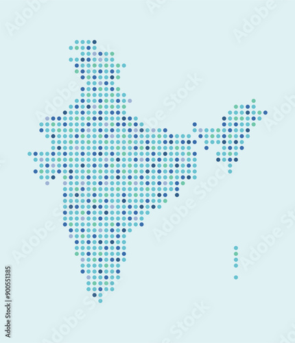 Colourful map of India from dots