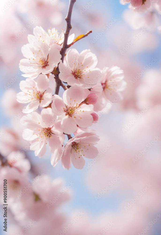 Sakura. Branches with pink flowers on a plain background for publications. Sakura. Branches with pink flowers on a plain background for publications.