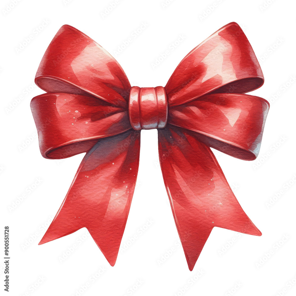 Red bow in a watercolor style isolated on a white background. Colored decorative bows for cards, invitations, scrapbooking, and decor.